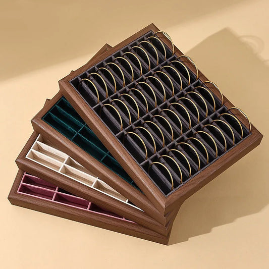 Walnut Wood Jewelry Display Tray – Elegant Organizer for Rings, Earrings & Bracelets | Naturalbuilthome