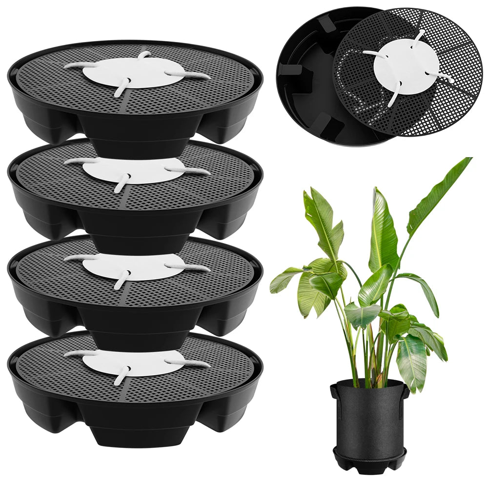 4Pcs Self Watering Plant Saucer 2.8L Large Capacity Self Irrigation Plant Tray Reusable Pot Base Set for Indoor Garden Decor