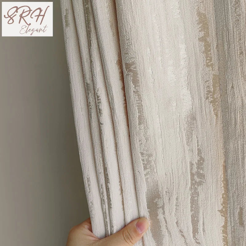 French Beige Blackout Curtains for Living Room Bedroom Cream High-precision Jacquard Chenille Curtain Blackout Custom Tulle