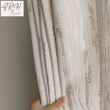 French Beige Blackout Curtains for Living Room Bedroom Cream High-precision Jacquard Chenille Curtain Blackout Custom Tulle
