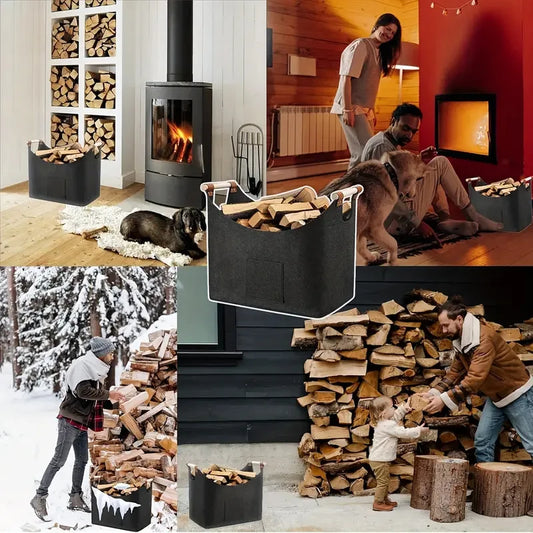 Large Capacity Foldable Firewood Box Wood Storage Basket for Fireplace Stove Clothes Organization Bin - New