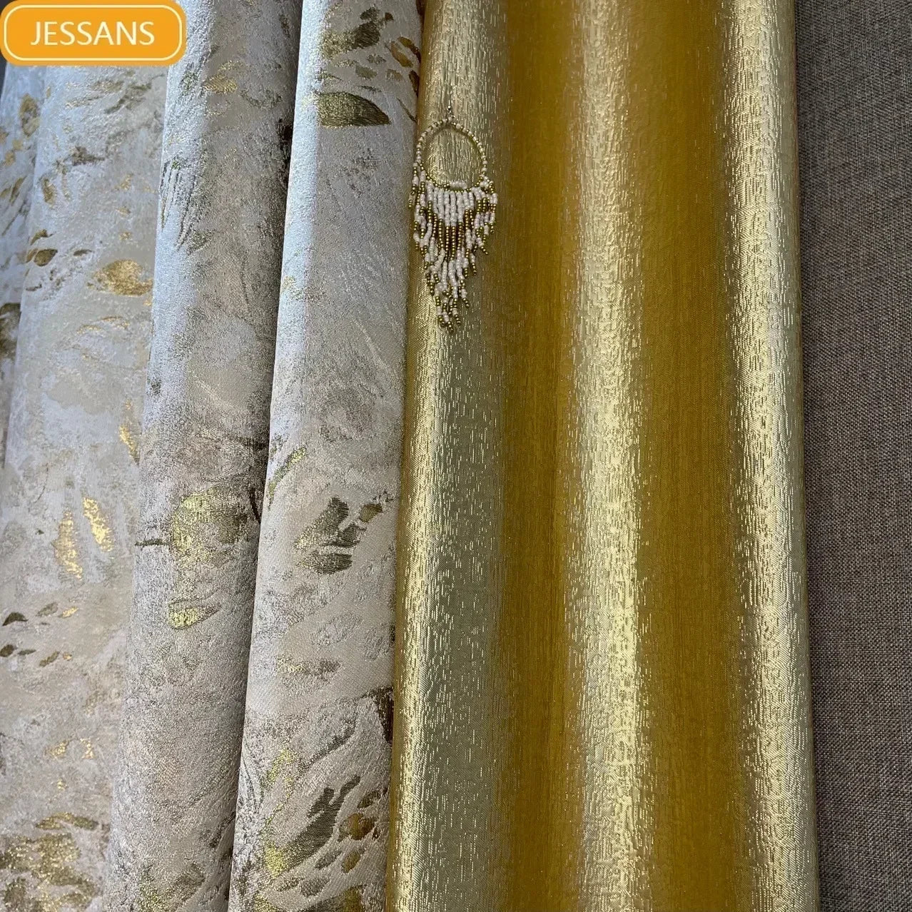 2025 new Curtains for Living dining room bedroom cream champagne gold thread jacquard high precision modern luxury high blackout