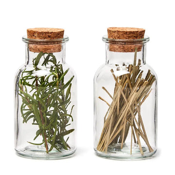 5oz Spice Jars - Clear Glass Bottles with Cork Lids, Reusable Round Containers for Herbs, Teas, Seasonings, Party Favors, Candy