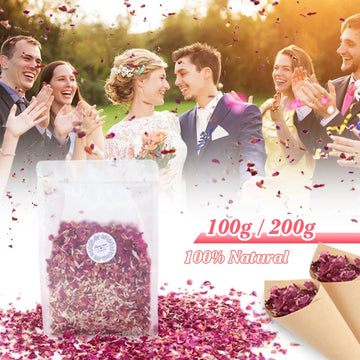 Natural Wedding Dried Flower Rose Petals Confetti Pop Bridal Shower Birthday Party DIY Decor Biodegradable Handmade Accessories