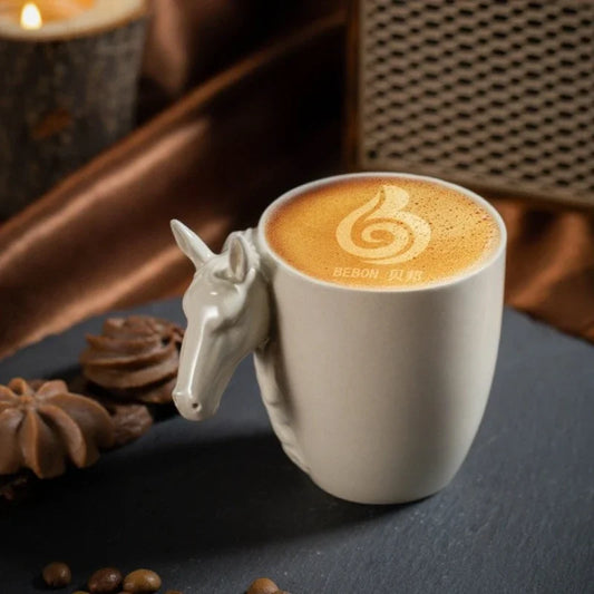 Premium Ceramic Espresso Cup with 3D Animal Handle - Ash Glaze Coffee Mug for Home, Office & Personalized Gifts