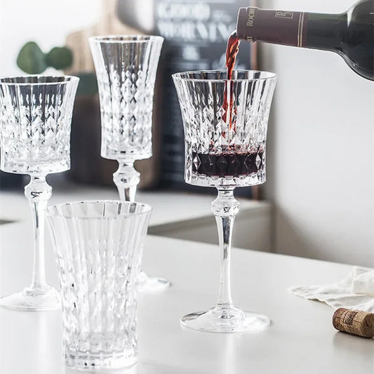 150-280ml Romantic Love Series Goblet Lead-Free Crystal Vintage Red Wine Glass Champagne Whiskey Cup Fans Holiday Gift Flat Cup