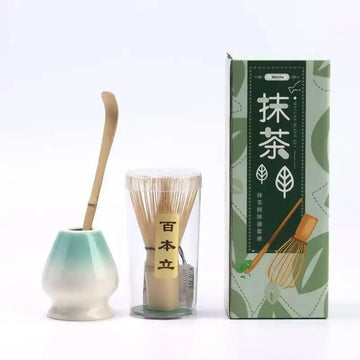 3pcs/Set High quality Matcha Kit Japanese Bamboo Matcha Whisk Set Traditional Tea Whisking Tools 100-Prong Chasen with Scoop