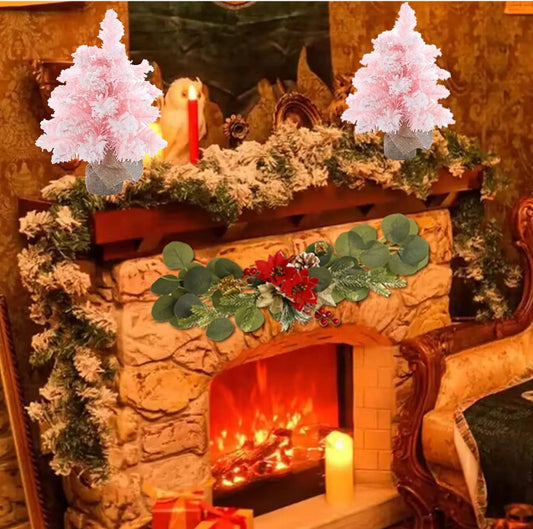 Artificial Pink Christmas Tree Mini Desktop Decoration 30cm/45cm/60cm Ornaments Trees Perfect For Home Garden Courtyard Decorate