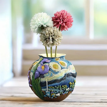 Van Gogh's Moon Night Inspiration Art Crafts Flower Arrangement Vase Desktop Home Ornaments Starry Sky Flower Pot