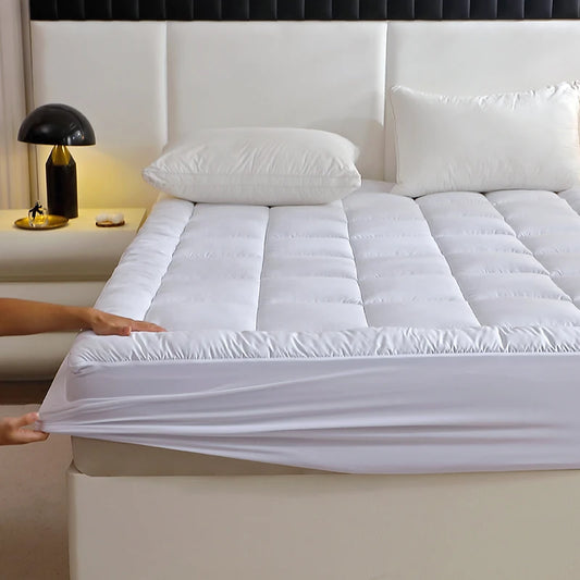 1 Piece Twin Full Queen King 360gsm White Quilted Thin Mattress Pad With 43cm Bed Skirt Protector Cover