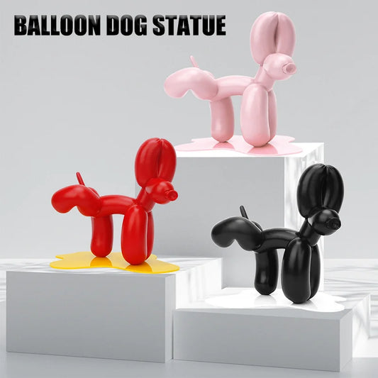 Nordic New Peeing Balloon Dog Sculpture Resin Crafts Animal Statue Home Room Decor Sculptures and Figurines Dog Decoration