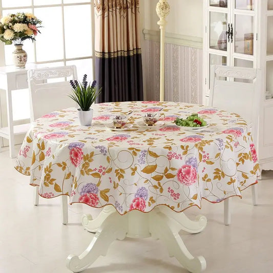 PVC Round Tablecloth Plastic Printing Waterproof and Oil Proof Dining Table Cloth Square Non Washable Table Mat Home Decorate