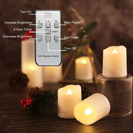 6Pcs Flameless Candles Rechargeable LED Candle Timer Remote Flickering Flames Wedding Candles Birthday Tealights for Home Decor