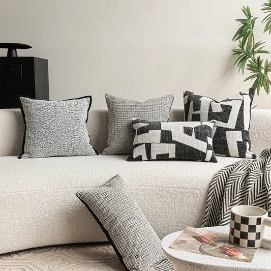 Boho Cushion Cover Black and White Geometry Pillow Covers Decorative Cotton Polyester Pillow Case Sofa Living Room Home Decor