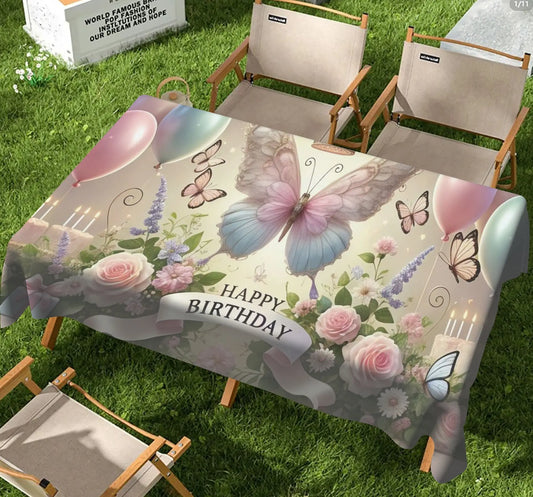 VIKAM Butterfly Fresh Print Table Cloth, Outdoor Party Picnic Table Cover, All Four Seasons Use, Waterproof And Oil-Proof