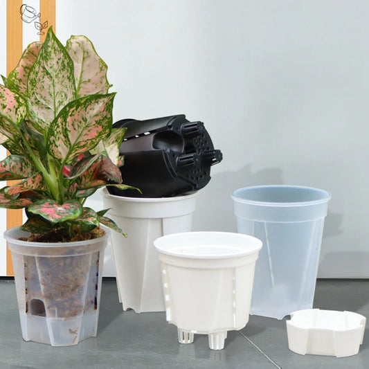 Self Watering Plant Pot Flower Pots for Plants Transparent Orchid Pots Garden Supplies Lazy Pot Orchid Breathable Root Pot