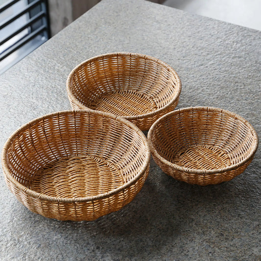 Rattan Storage Basket DIY Decorative Fruit Bread Basket for Picnic Camping Kitchen Storage Tray Household Organizer