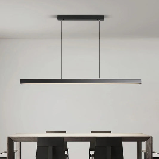 Dining Room Pendant Light Modern LED Ceiling Chandelier for Dining Table Kitchen Minimalism Black/White Long Strip Hanging Lamp