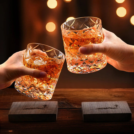 K9 Crystal Old Fashioned Glass Edo Kiriko Whisky Cup Whiskey Glasses Boss Father Husband High-end Present Wood Gift Box Coaster