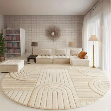 Round Fluffy Carpet for Living Room Soft Floor Mat White Hairy Nursery Play Mat Children Plush Minimalist Style Bedroom Rugs
