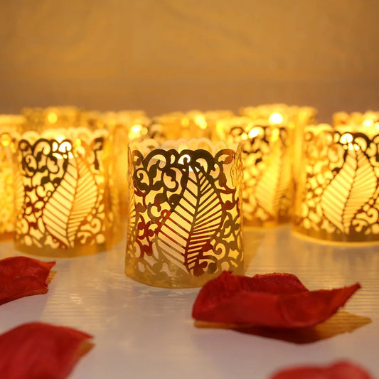 Flameless Tea Light Candles Battery Operated Votive LED Tealights with Paper Lampshade for Wedding Valentine Halloween Christmas
