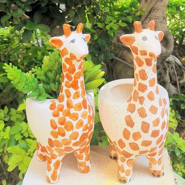 Tingle-Cartoon giraffe Ceramic Flower Pot, Modern Home Balcony Garden Decoration, Animal Ornament, Succulent Plant Pot