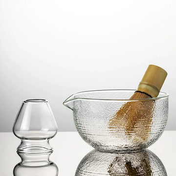 1/2pcs/Set Matcha Whisk Set Clear Glass Japanese Tea Set Reusable Matcha Making Kit 500ml Matcha Bowl for Tea Lovers