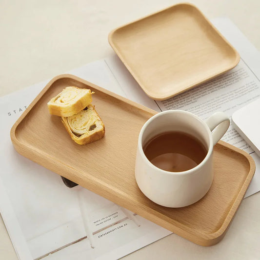 HeMu Walnut beech tray whole wooden Japanese dining tray pastry plate rectangular solid wood dried fruit butterfly plate