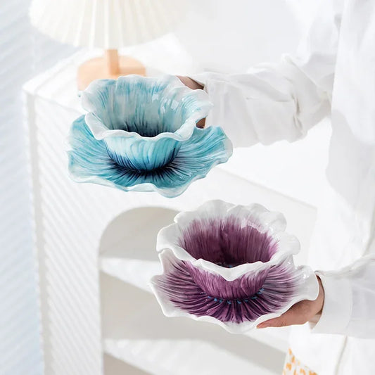 Nordic Flower Shape Mug Set Ceramic Cup Couple Afternoon Tea Coffee Cup Saucer Set Creative Home Office Tea Cup Drinkware