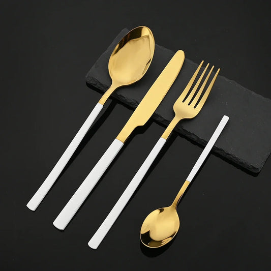 16Pcs Rose Gold Cutlery Set – Stainless Steel Dinnerware with Knife, Fork, Spoon & Tea Spoon | Elegant Tableware for Dining & Coffee | NaturalBuiltHome