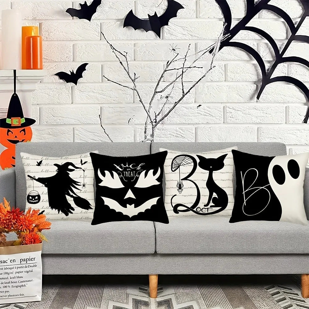 Halloween Themed Pillowcases: Witch, Bat, Cat & Ghost Designs Sofa cushion cover holiday party decoration gift