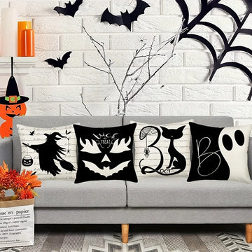 Halloween Themed Pillowcases: Witch, Bat, Cat & Ghost Designs Sofa cushion cover holiday party decoration gift
