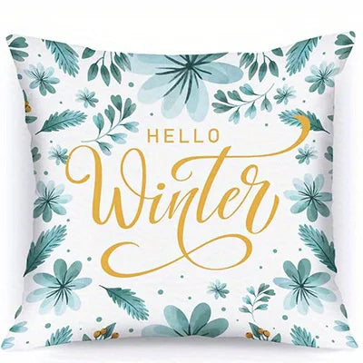 Home Decor Winter Greetings And Home Sweet Themes Pillow Covers Pattern Cushion Cover Suitable For Sofa Bedroom Car Pillow Cover
