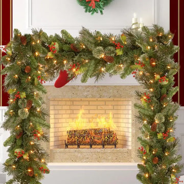 1.8M Christmas Garlands LED Christmas Rattan Garland Decor Artificial Flower Xmas Tree Party Decors with 2 Lighting Modes