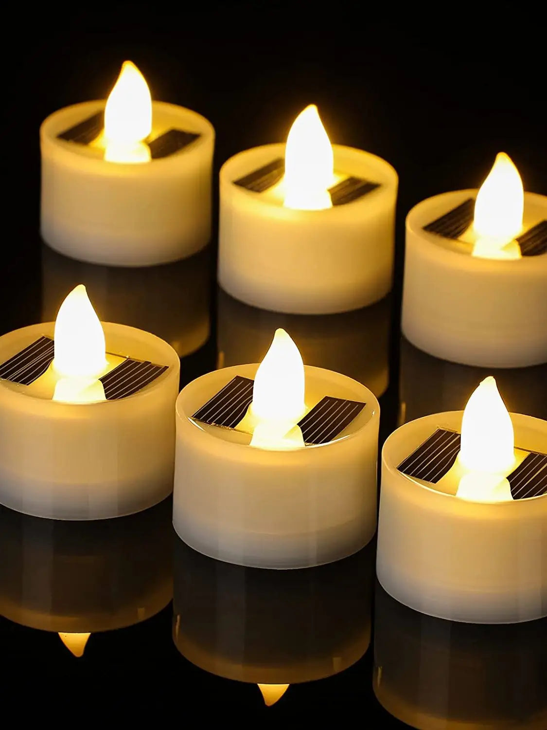 Solar Candle Tea Lamp Smokeless Simulation LED Electronic Candle Lamp Outdoor Christmas Halloween Tea Wax