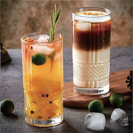2pcs Sets European Relief Glass Cup Engraved Glass Cup 315ml/340ml Cocktail Glass High-end Cold Drink Cup Luxury Wine Glasses