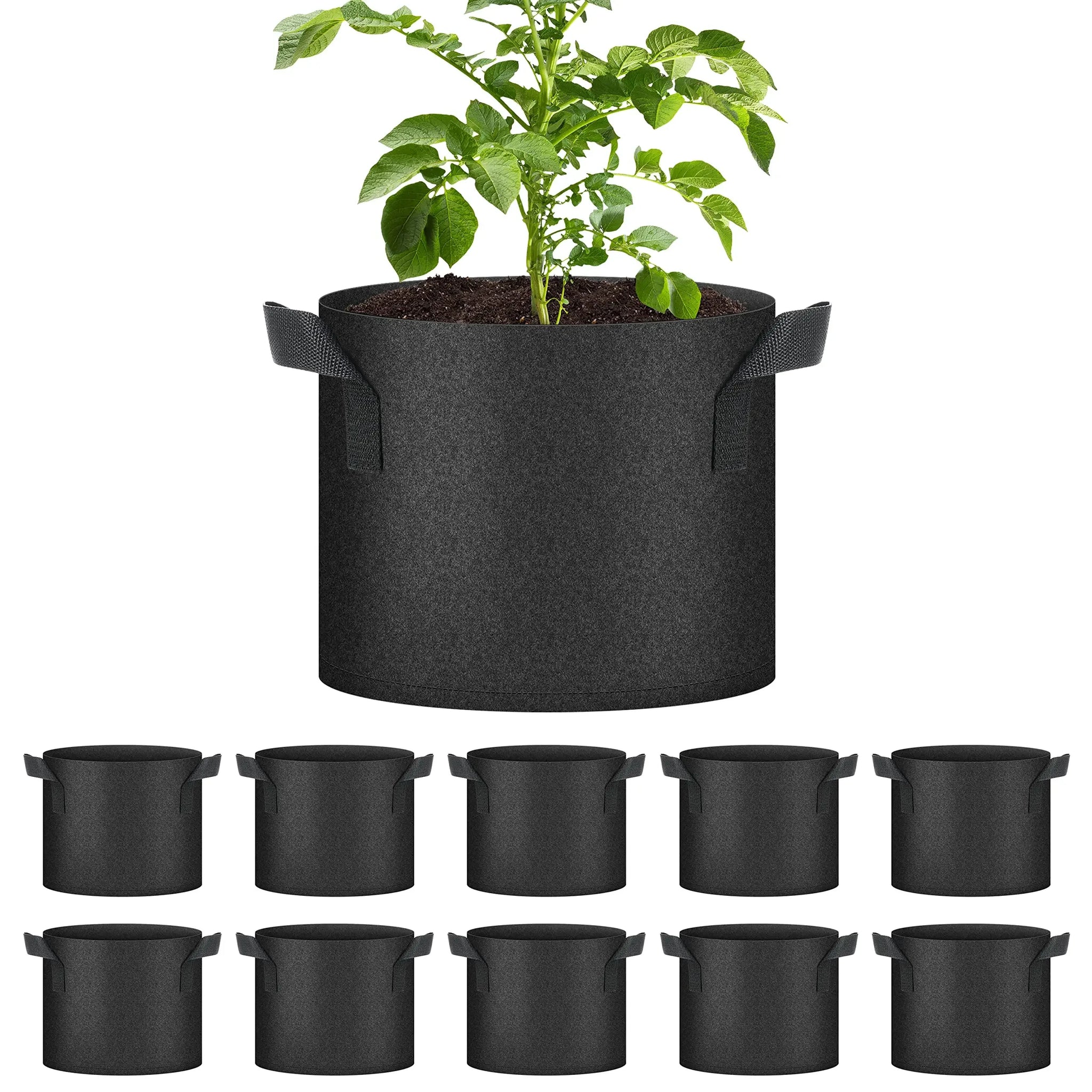 5/7/10/15 Gallon Vegetable/Flower/Plant Grow Bags Aeration Pots with Handles Thickened Non-Woven Fabric Gardening Planter