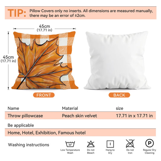 Pumpkin and autumn leaves Cushions Pillowcase Polyester Cushion Cover Throw Pillow Sofa Decoration Pillowcover Home Decor
