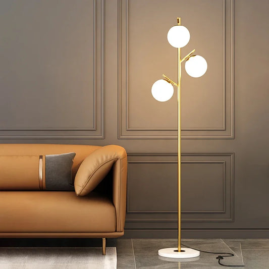 Nordic Minimalist Glass Shade Led Floor Lamp Living Room Home Decoration Standing Lights Indoor Lighting Bedroom Bedside Lamps