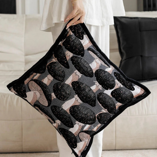 Italian Leather Woven Cushion Cover Advanced Luxury Retro Pillow Covers Decorative Black Jacquard Pillowcase for Home Decor