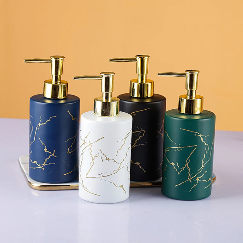 Marbling Glass Hand Sanitizer Bottle Household Soap Dispenser Lotion Sub Bottling Shampoo Bottle Bathroom Accessories 320ml