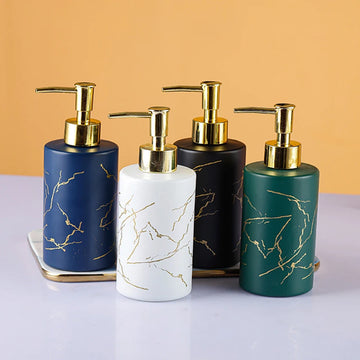 Marbling Glass Hand Sanitizer Bottle Household Soap Dispenser Lotion Sub Bottling Shampoo Bottle Bathroom Accessories 320ml