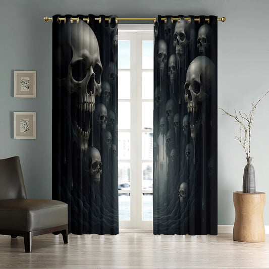 Halloween Scary Horror Gothic Grommet Thermal Insulated Drapes Darkening Window Curtain for Bedroom,2 Panels 84x84 Inch