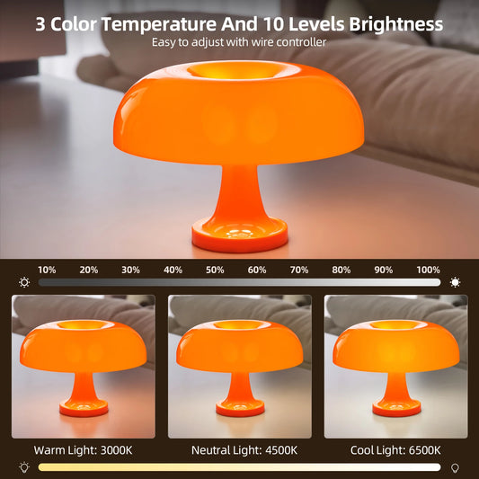 Mushroom table lamp bedroom bedside lamp Bauhaus design with 3 lighting modes and unlimited dimming restaurant atmosphere light