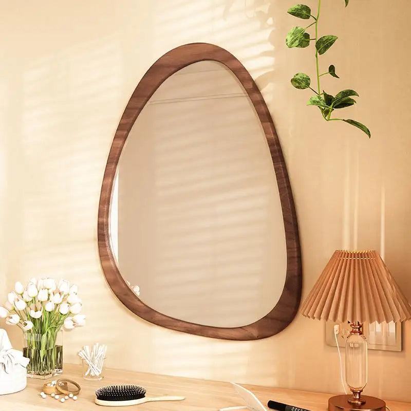 Living Room Decoration Modern Girls Mirror Funky Wooden Asymmetrical Bathroom Espelhos Home Decorations Irregular Wall Mirror