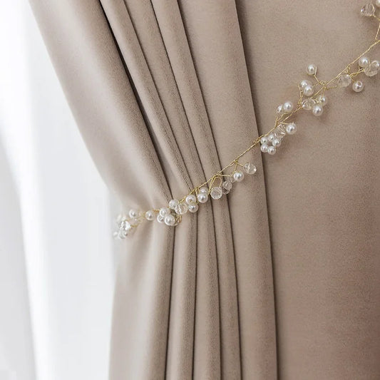Modern Beige Velvet Curtains for Living Dining Room Bedroom Australian Cashmere Blackout Custom Door Window Drape Room Decor