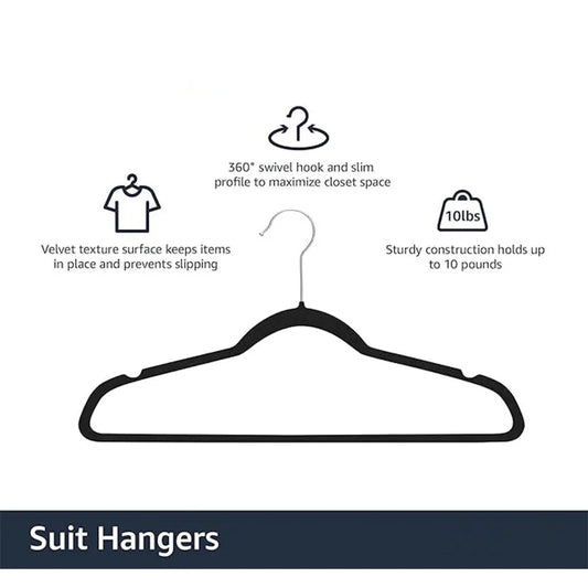 Non-Slip Velvet Hangers Space Saving 360 Degree Swivel Hook Flocked Felt Kids Clothes Drying Rack Organizer