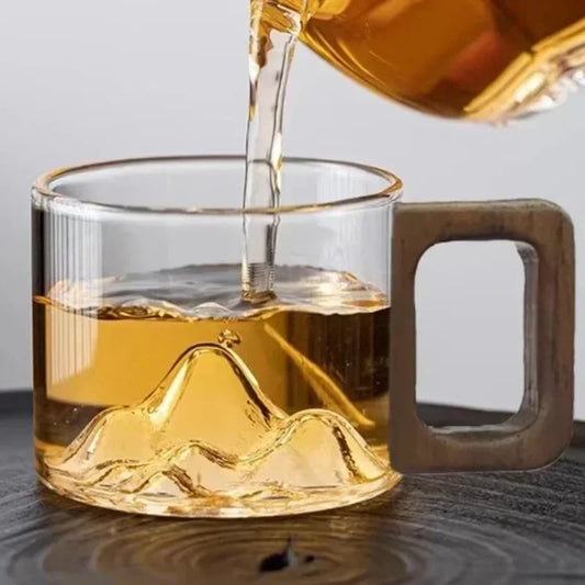 100ml High-borosilicate glass high-temperature resistant tea cup household wooden handle mountain cup tea