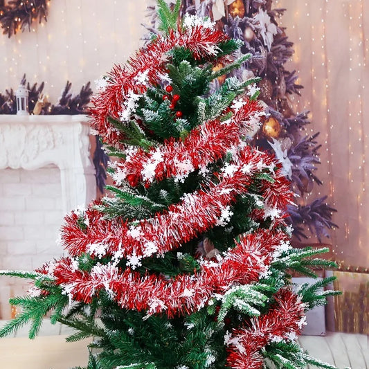 Christmas Red Snowflake Ribbon Garland DIY Xmas Tree Foil Pull Flower Ribbons Wedding Party Home Hanging Decoration Pendent