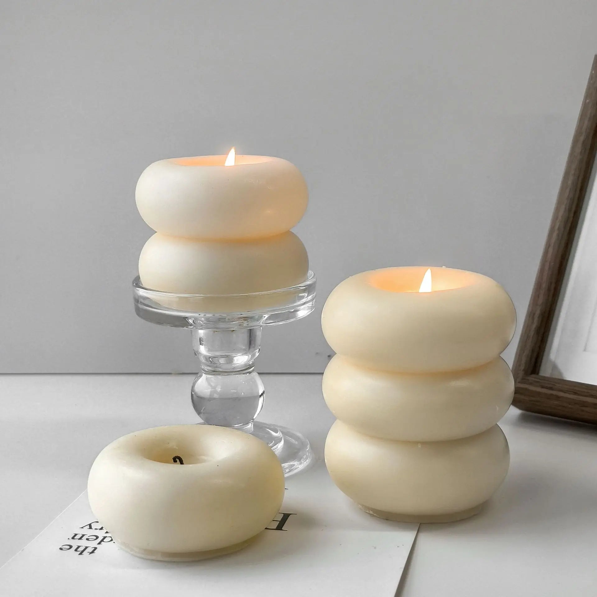1/2/3-Tier Donut-Shaped Aromatherapy Candles Cake Candle Creative Home Decor Supplies Flameless Romantic Birthday Party Gift Wax